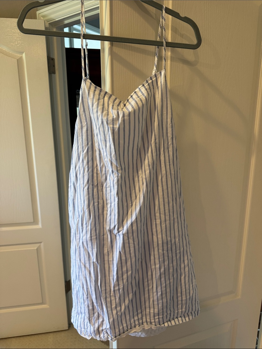Striped Blue & White Spaghetti Strap Slip Dress